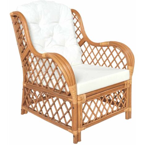 Canapé avec coussin Marron clair Rotin naturel et lin vidaXL
