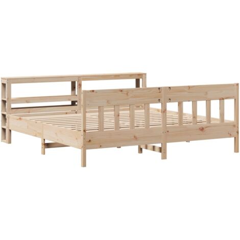 Cadre de lit sans matelas 200x200 cm bois massif de pin vidaXL (1/5)
