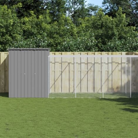 Vidaxl – Poulailler en acier galvanisé 165x1067x181 cm – Enclos sécurisé pour 6 poules – Cour étendue pour confort et exercice