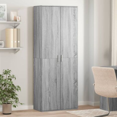 Vidaxl – Buffet haut sonoma gris 70x35x180 cm – Bois d'ingénierie – Résistant à l'humidité – Grand espace de rangement – Facile à nettoyer (1/5)