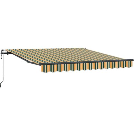Auvent Rétractable Vert et jaune 350 x 250 cm tissu vidaXL (1/5)