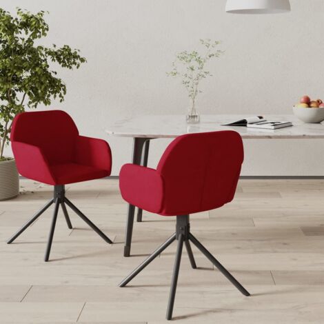Vidaxl – Lot de 2 chaises pivotantes à manger rouge bordeaux – Velours 100% polyester – Pivotement 360° – Dimensions 54x58,5x79,5 cm – Hauteur d'assise 46,5 cm (1/5)