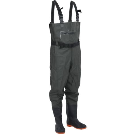 Vidaxl – Cuissardes de jardin vert foncé taille 39 – Tissu polyester enduit PVC – Résistance à l'eau – Confort pour pêche et chasse (1/5)