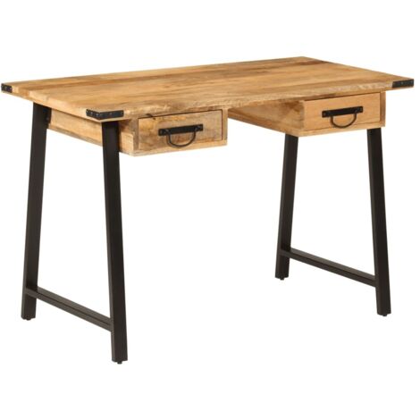 Bureau avec tiroirs 105x55x70 cm bois de manguier massif et fer vidaXL (1/6)
