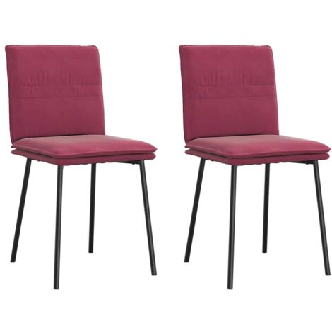 Chaises à manger lot de 2 Rouge bordeaux Velours vidaXL (1/5)
