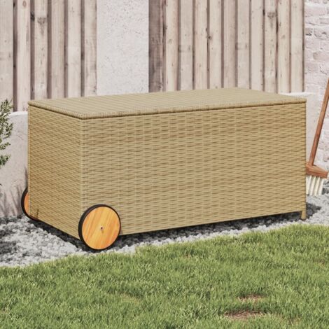Boîte de rangement de jardin et roues mélange beige 190L rotin vidaXL