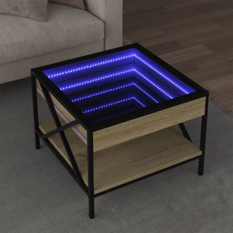 vidaXL Table basse avec LED infini chêne sonoma 50x50x38 cm (1/5)