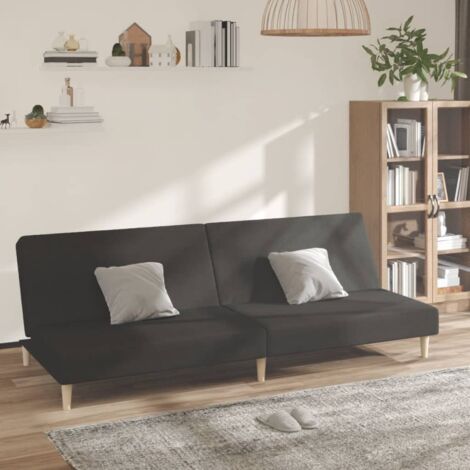 Vidaxl – Canapé convertible 2 places noir tissu – Dimensions 200x100 cm – Mousse haute densité – Pour petits espaces – Charge max 110 kg (1/5)