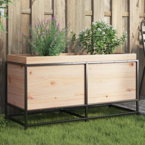 Vidaxl – Jardinière en bois de pin massif 100x40x50 cm – Capacité généreuse pour légumes et fleurs – Assemblage requis – Design rustique (1/5)