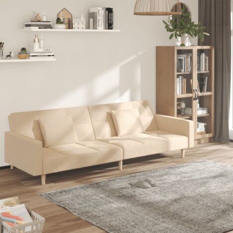 Canapé-lit à 2 places avec deux oreillers crème tissu vidaXL (1/5)