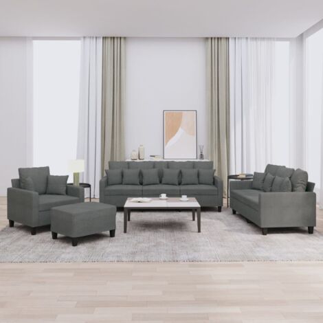 Ensemble de canapés 4 pcs coussins gris foncé tissu vidaXL