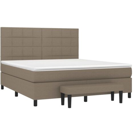 vidaXL Sommier à lattes de lit avec matelas Taupe 160x200 cm Tissu (1/5)