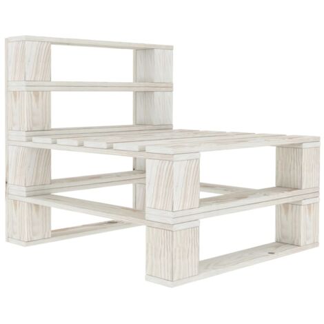 Vidaxl – Canapé palette de jardin en pin blanc – 2 places – Dimensions 60 x 67,5 x 60,8 cm – Résistant aux intempéries – Confort optimal