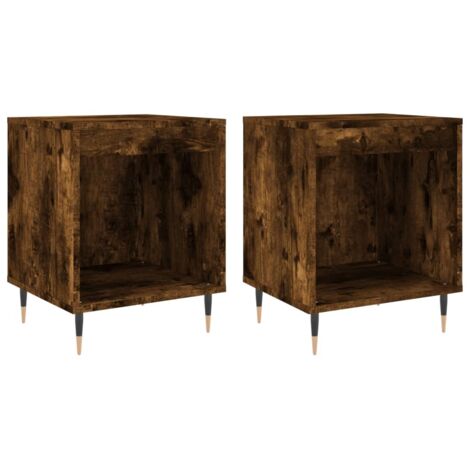 Vidaxl – Table de chevet 2 pcs chêne fumé 40x35x50 cm – Bois d'ingénierie – Grand espace de rangement – Fixation murale incluse (1/6)