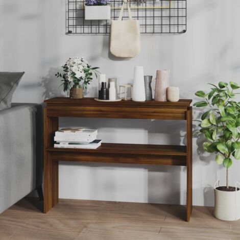 Vidaxl – Table console chêne marron 102x30x80 cm – Bois d'ingénierie – Résistance à l'humidité – Design minimaliste pour entrée et salon