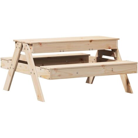 Vidaxl – Table de pique-nique avec bac à sable pour enfants – Bois de pin massif – 99,5 x 105 x 52 cm – Capacité 60 kg – Assemblage requis