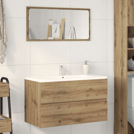 Vidaxl – Armoire de salle de bain suspendue en bois d'ingénierie chêne artisanal 80x38,5x45cm – Grand espace de rangement – Résistante à l'humidité (1/5)
