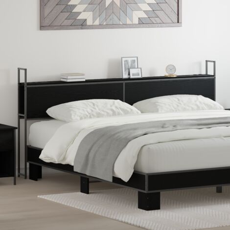 Headboard de Rangement avec Station de Charge Chêne noir 200 cm vidaXL
