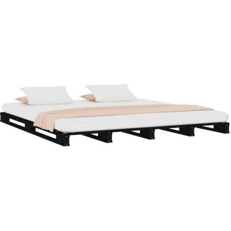 Lit de palette sans matelas noir bois massif vidaXL (1/5)