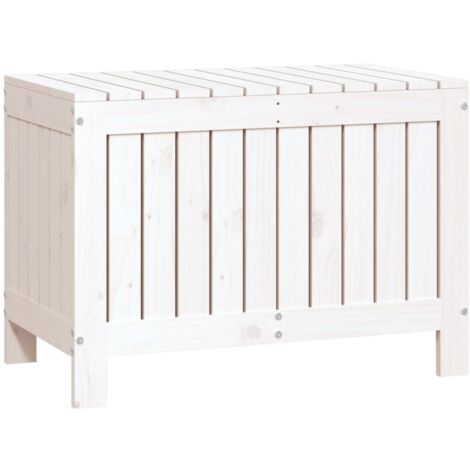 Vidaxl – Coffre de jardin en bois de pin massif 76x42,5x54 cm – Couleur blanche – Accès facile avec couvercle – Idéal pour rangement extérieur (1/5)