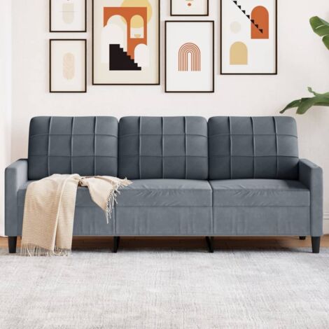 Canapé à 3 places Gris foncé 180 cm Velours vidaXL (1/6)