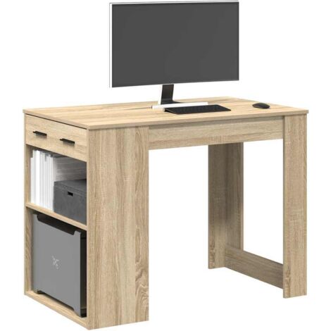 Bureau avec tiroir et étagère chêne sonoma bois d'ingénierie vidaXL (1/5)