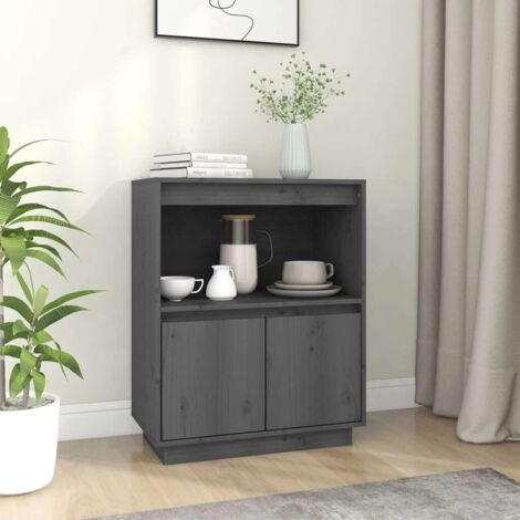 Buffet Gris 60x34x75 cm Bois massif de pin vidaXL (1/5)