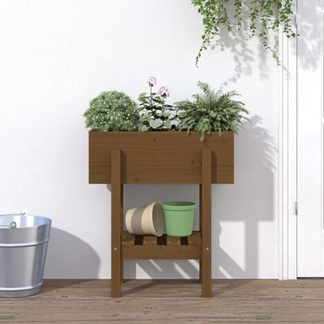 Jardinière marron miel 62x30x69 cm bois massif de pin vidaXL (1/5)