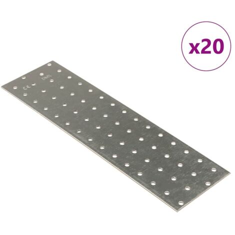 Plaques perforées 20 pcs 2 mm 300x80 mm acier galvanisé vidaXL (1/5)