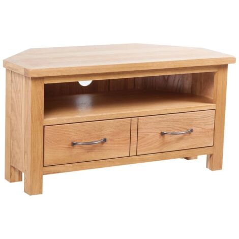 Vidaxl – Meuble TV en chêne massif avec tiroir – Dimensions 88 x 42 x 46 cm – Sortie câbles intégrée – Esthétique rustique (1/5)