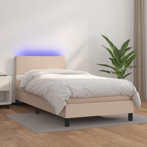 vidaXL Sommier à lattes de lit matelas LED Cappuccino 100x200 cm (1/5)