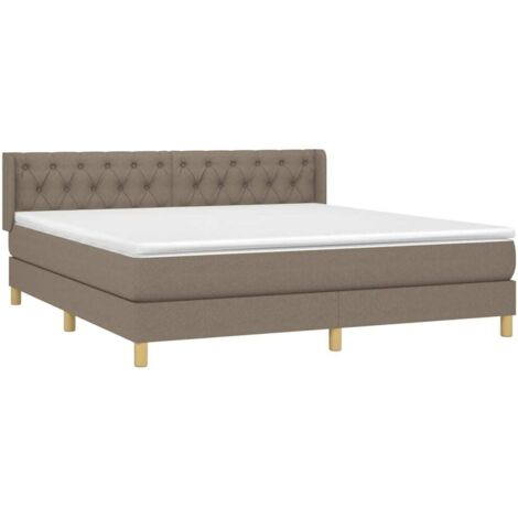 vidaXL Sommier à lattes de lit avec matelas Taupe 160x200 cm Tissu (1/5)