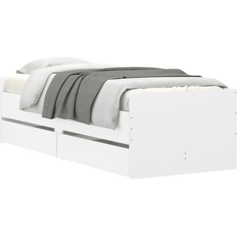Cadre de lit avec tiroirs sans matelas blanc 90x200 cm vidaXL (1/5)