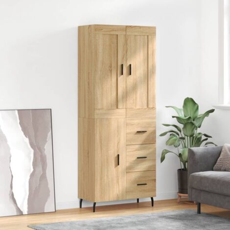 vidaXL Buffet haut Chêne sonoma 69,5x34x180 cm Bois d'ingénierie