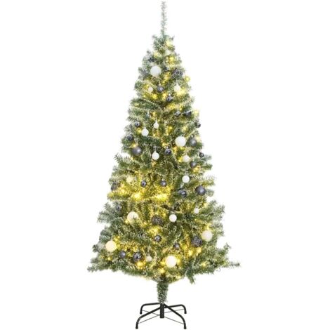 Sapin de Noël artificiel 300 LED&boules&neige floquée 240 cm vidaXL (1/5)