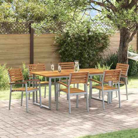 vidaXL Ensemble de salle à manger pour jardin 7 pcs Gris et marron (1/5)