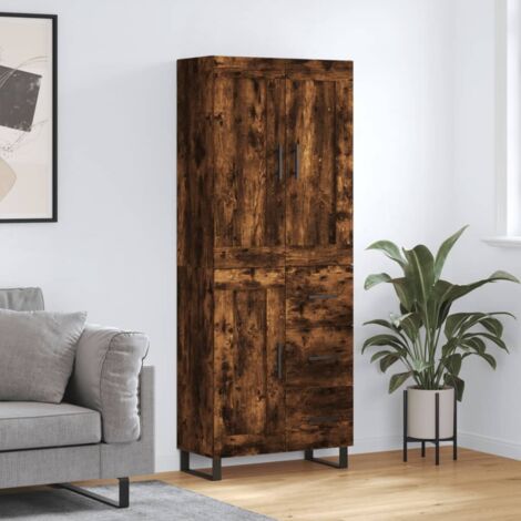 Buffet haut Chêne fumé 69,5x34x180 cm Bois d'ingénierie vidaXL