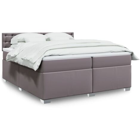 Sommier à lattes de lit avec matelas Gris 200x200 cm Similicuir vidaXL (1/5)