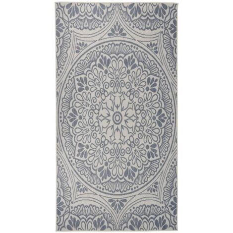 Tapis à tissage plat d'extérieur 80x150 cm Motif bleu vidaXL (1/5)