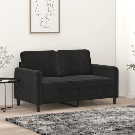 Canapé à 2 places Noir 120 cm Velours vidaXL (1/6)