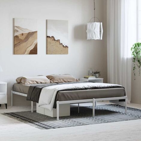 Cadre de lit métal blanc 135x190 cm vidaXL (1/7)