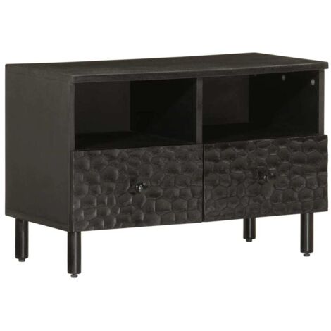 Meuble TV noir 70x33x46 cm bois massif de manguier vidaXL (1/5)