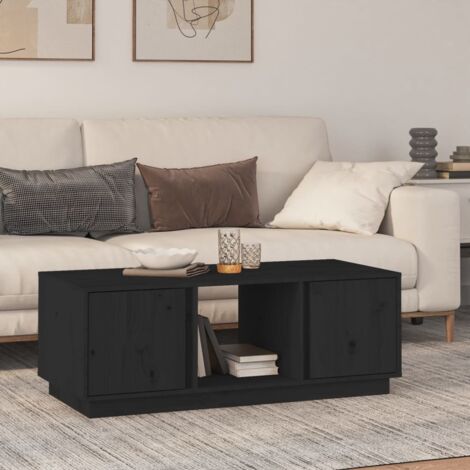 Table basse Noir 110x50x40 cm Bois massif de pin vidaXL (1/5)