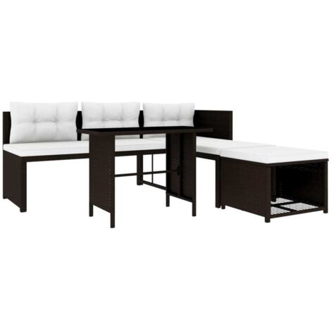 Vidaxl – Salon de jardin 4 pcs résine tressée marron – cadre en acier enduit de poudre – coussins confortables – dimensions 186x186x66 cm (1/5)