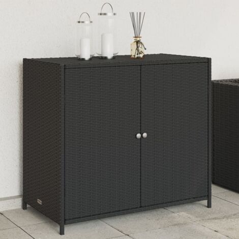 Vidaxl – Armoire de jardin en résine tressée noire 83x45x76 cm – Grand espace de rangement – Cadre en acier robuste – Résistante aux intempéries
