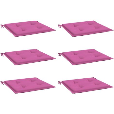 Coussins de chaise de jardin lot de 6 rose 50x50x4 cm tissu vidaXL (1/5)