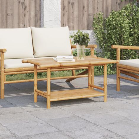 Vidaxl – Table basse fixe en bambou 90x50x45 cm – Conception à lattes pour drainage – Surface robuste pour boissons et objets décoratifs