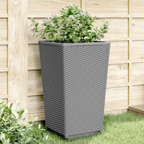 Jardinières 4 pcs gris clair 32,5x32,5x57 cm polypropylène vidaXL (1/5)