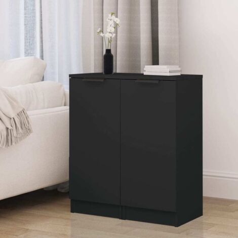 Vidaxl – Buffet noir 2 pcs en bois d'ingénierie 30x30x70 cm – Grand espace de rangement – Résistant à l'humidité – Assemblage requis (1/6)