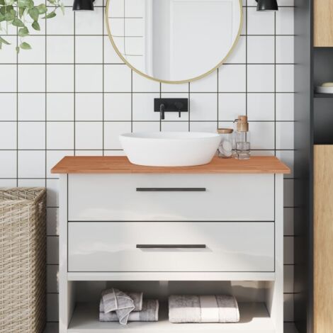 Comptoir de salle de bain 100x50x1,5 cm bois massif de hêtre vidaXL (1/5)
